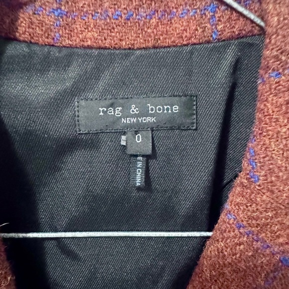 Nancy Windowpane Plaid Wool Blazer In Rust Color by rag & bone  (size 0) - Picture 12 of 13